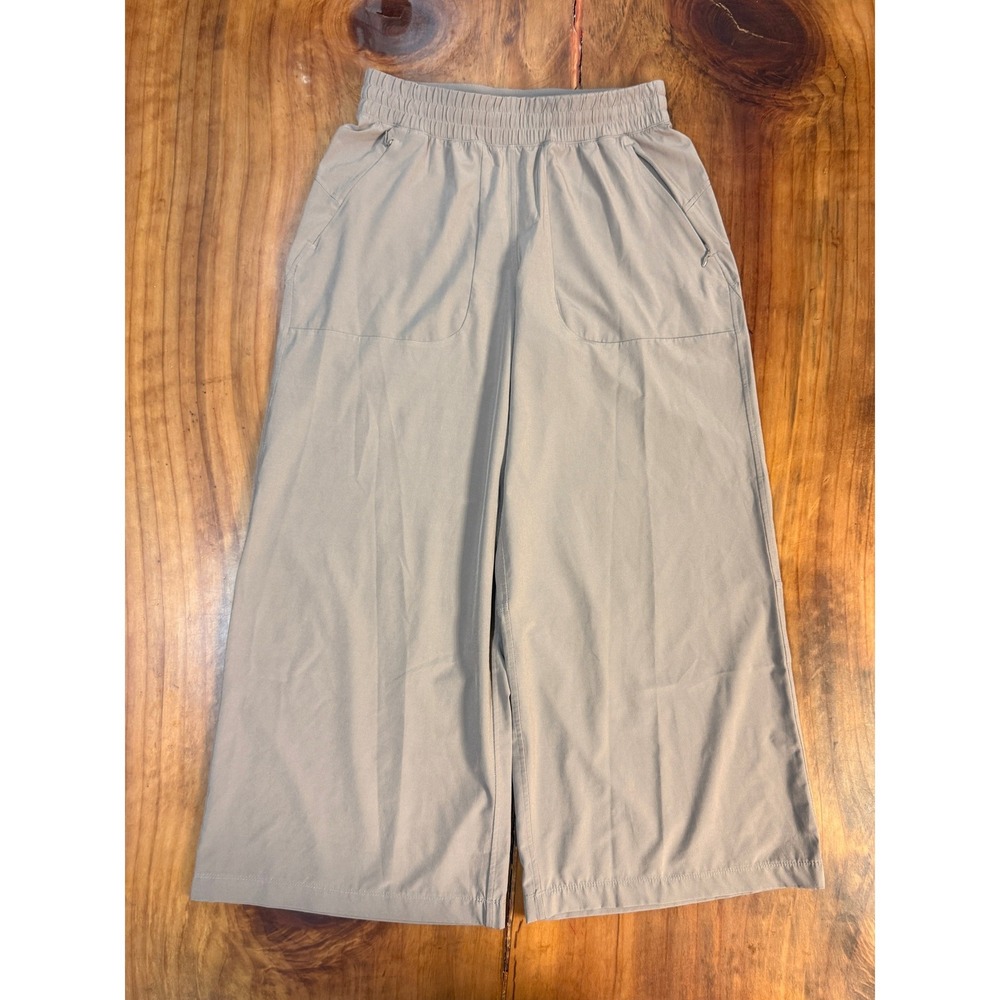 Lululemon Women's Flowy High Rise Wide Leg Pants 6 Athletic Beige Tan Crop X3-11